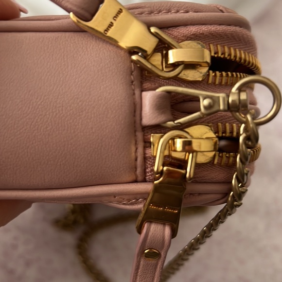 Miu Miu Jewelled Logo Matelasse Crossbody Pink Bag - Picture 13 of 13